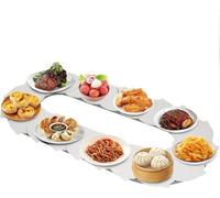 Mesa giratoria de comedor, diseño modular, longitud ajustable, no necesita fuente de alimentación, bandeja rectangular para fiestas y reuniones