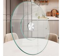 Mesa giratoria de cristal Lazy Susan para comedor, plato grande y redondo, bandeja giratoria con sistema de asistencia giratoria, giro silencioso y suave (80 cm)