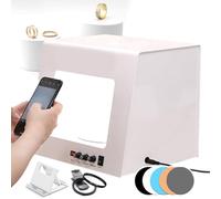 Mesa Giratoria Y Caja Luz Para Fotografía Inteligente, Set Para Fotografía Joyas Con 4 Luces De Relleno Regulables, Mesa Giratoria De Velocidad Ajustable Y Soporte Para Colgar De 360°. TB30