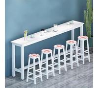 Mesa industrial rústica de desayuno, consola estrecha que ahorra espacio, muebles de comedor de isla de cocina, marco de acero largo, mesa de radiador para jardín y pub al aire libre (acabado nogal