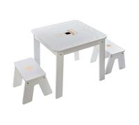Mesa infantil con 2 taburetes superficie reversible dormitorio cuarto de juegos color blanco