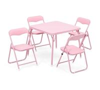 Mesa infantil con silla y plegable para 4 personas, conjunto de escritorio infantil con 4 sillas tapizadas, ergonómicas, conjunto de mesa de actividad con esquinas redondeadas, moderno para dormitorio