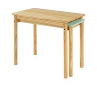 Mesa infantil extensible skellefteå pino 60-98x38x52 cm - natural / verde menta [en.casa]