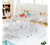 Mesa infantil plegable con 4 sillas, conjunto de escritorio infantil con sillas acolchadas, ergonómicas, ahorro de espacio, conjunto de mesa de actividad para habitaciones infantiles y aulas (gris)