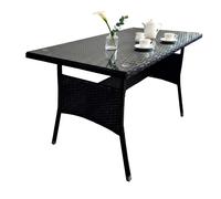 Relaxdays Mesa jardín, 70x100x60 cm, Resistente Intemperie, polyrattan, sobre Vidrio, Mesa Comedor jardín/balcón, Negro