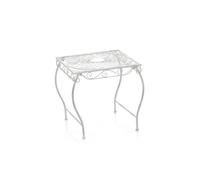 CLP Mesa de Jardín Zarina | Mesa de Exterior en Hierro Forjado I Mesa Cuadrada de Terraza Estilo Rústico I Color:, Color:Blanco Envejecido