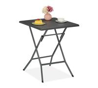 Relaxdays Mesa de Jardín, Plegable, Mesita Camping, 73x62x62 cm, Mesilla Efecto Ratán, Plástico, Resistente, Gris