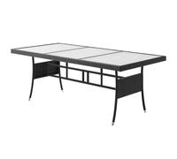 CASARIA Mesa de Jardín Poliratán Tablero Cristal Altura Ajustable Comedor Exterior 8 Personas 190x90x75cm