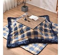 Mesa Kotatsu Kotatsu Edredón con Patrón A Cuadros Juego De 4 Piezas Mesa Kotatsu Calefactora Juego De Mesa Kotatsu De Estilo Japonés Mesa De Centro De Sala De Estar (Color : Azul, S : 75 * 75 * 38CM)