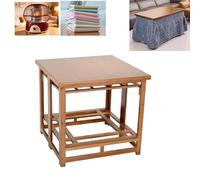 Mesa Kotatsus para Sala Mesa de Calentamiento Plegable de Bambú con Funda de Algodón, Calentador, Funda de Cuero, Pies Silenciosos Gran Capacidad de Carga para Todas Las Estaciones(C,80x80x70 cm)