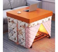 Mesa Kotatsus para Sala Mesa Plegable de Acero con Chimenea, Calefactor, Funda de Algodón, Funda de Cuero Impermeable y Tendedero Tablero de MDFs para Salones y Dormitorios(86x86x70cm)