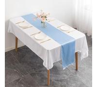 Mesa larga para camino de boda, recepción, fiesta, banquete, mesa de comedor, decoración para reuniones formales e informales (azul claro)