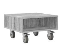 Mesa Lateral con Ruedas Gris Sonoma Madera 50,5 x 50 x 30 cm | Mueble auxiliar rectangular, cuatro ruedas con dos bles, uso en sala o dormitorio, mantenimiento sencillo