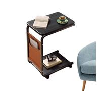Mesa lateral de mesa lateral en forma de C, mesa C pequeña para el sofá | Mesa de bocadillo estrecha en forma de C, mesa C moderna para sala de estar, soporte para computadora portátil con marco de me