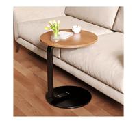 Mesa lateral en forma de C, mesa lateral, mesa auxiliar del sofá, mesa de bocadillo de noche, mesas laterales del sofá que se deslizan debajo, soporte en forma de C, estructura estable y fácil de