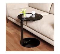 Mesa lateral en forma de C, mesa lateral, mesa auxiliar del sofá, mesa de bocadillo de noche, mesas laterales del sofá que se deslizan debajo, soporte en forma de C, estructura estable y fácil de