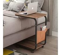 Mesa lateral en forma de mesa de sofá en forma de mesa, mesa lateral estrecha mesa móvil pesada con bolsillo lateral y ruedas sobre la mesa de la cama para el sofá, la cama, los espacios pequeños, el