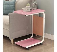 Mesa lateral en forma de mesa de sofá en forma de mesa, mesa lateral estrecha mesa móvil pesada con bolsillo lateral y ruedas sobre la mesa de la cama para el sofá, la cama, los espacios pequeños, el