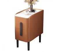 Mesa lateral estrecha de estilo de mediados de siglo con 2 cajones Mesa de noche delgada moderna para espacios pequeños Mesa de fin de sofá de moda para decoración del hogar Naranja 30x40x48cm