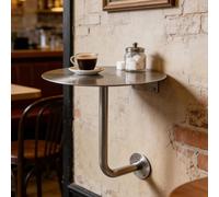 Mesa Lateral Exterior en Forma de L montada en la Pared, Mesa bistró Redonda, Barra de Desayuno, Mesa de café - Hecha de Acero Inoxidable, Resistente a los arañazos Silver,35cm