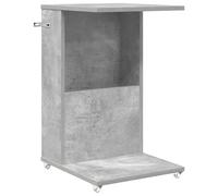 Mesa Lateral Gris Concreto 40 x 35 x 60 cm Madera de Ingeniería con Ruedas | Forma rectangular, acabado atractivo, fácil de mover, uso versátil, cuidados simples
