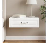 Mesa lateral montada en la pared Blanco brillante 59 x 34,5 x 17 cm | Estantes ajustables, puertas con bloqueo, madera sólida, blanco brillante, 59 x 34,5 x 17 cm