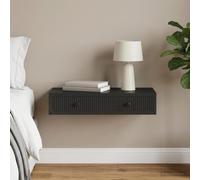 Mesa lateral Montada en Pared Negro 87,5 x 34,5 x 17 cm Madera Mecanizada | Instalación montada en la pared, ahorro de espacio, bolsillos de almacenamiento, acabado liso, diseño moderno, sala de estar
