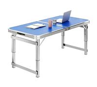 Mesa lateral para parrilla de comedor - Mesa plegable acampar al aire libre con altura ajustable, mesas utilitarias con caballete - Mesa compacta para acampar, hacer picnic viajar(Azul,100cm/3.3ft)