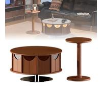 Mesa Lateral Retro con Tiras Ligeras, Mesas De Anidación, Combinación De Mesa De Té Redonda, Mesa De Café De La Sala para El Comedor, Cocina, Dormitorio, Sofá, Cafetería, Salón,AA