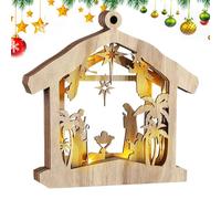 Mesa LED de belén - Decoración sagrada Escritorio iluminado, 20cm Imagen de vacaciones Plato de madera Pantalla festiva | Decoración navideña LED para el restaurante del hotel del hogar Mesa Estante