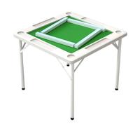 Mesa Mahjong plegable con escritorio de PVC resistente al desgaste, incluye 4 portavasos y ranuras para fichas, ideal para juegos de póquer y dominó
