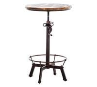 CLP Mesa Malita De Bar Industrial I Mesa Alta para Cocina De Madera I Mesa De Bar Redonda con Reposapiés, Color:Bronce