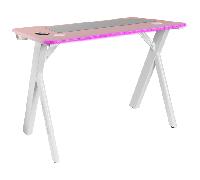 MESA MARS GAMING MGD RGB BLANCA CON TABLERO ROSA CHASIS ACERO TABLERO 100X60cm ALTURA 74cm RGB