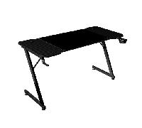 Mars Gaming MGD-X140, Mesa Gaming Ergonómica, Superficie en Fibra de Carbono, Estructura Metálica, Alfombrilla XXL, Soporte Auriculares y Bebida, Gestión Cableado, Escritorio PC 140x60cm, Negro