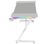 Mars Gaming MGD-X120RGB, Mesa Gaming Ergonómica, Iluminación ARGB con Mando, Fibra de Carbono, Alfombrilla XXL, Soporte Auriculares y Bebida, Gestión Cableado, Escritorio Gaming 120x60cm, Blanco