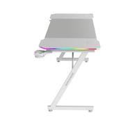 Mars Gaming MGD-X140RGB, Mesa Gaming Ergonómica, Iluminación ARGB con Mando, Fibra de Carbono, Alfombrilla XXL, Soporte Auriculares y Bebida, Gestión Cableado, Escritorio Gaming 140x60cm, Blanco