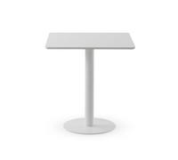 Mesa melamina blanca 70x70, pie central metálico blanco