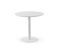 Mesa melamina blanca 80 diametro, pie central metálico blanco