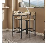 Mesa Mesa de Cocina Mesa de Comedor Conjunto de Comedor Tipo Con 2 Sillas 1 Mesa 2 Plazas Sillas Mesa de Para Cocina Comedor Salón Acabado Natural 89x87x45cm SoBuy PHU14-O