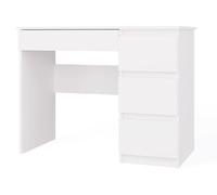 CDF Escritorio 4 Cajones Mesa de Ordenador Oficina Casa Despacho Decoración Diseño Versátil Estudio para Computadora Laptop Portátil Gaming Documentos para Trabajo Juvenil Adulto - Blanco Mate