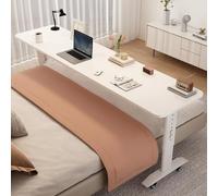 Mesa móvil ajustable con ruedas, escritorio de cama ajustable en altura para laptop y estudio, diseño de madera maciza para un fácil movimiento