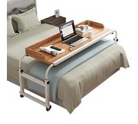 Mesa móvil con ruedas, longitud y altura ajustables, para comer y computar en la cama, ideal para uso hospitalario y doméstico