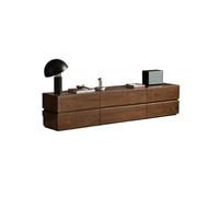 Mesa móvil para TV de madera maciza de 200 cm para sala de estar, color nogal, unidad de almacenamiento de granja, ideal para el hogar y el hotel, muebles duraderos, diseño elegante y funcional