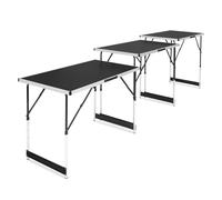 VONROC Juego de 3 mesas multifuncionales de 100 x 60 cm, altura regulable, plegable, ligera y portátil, interior y exterior, resistente a arañazos y tempererial, incluye