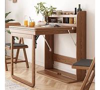 Mesa multifuncional que ahorra espacio con estante de almacenamiento, escritorio de madera extensible, mesa de comedor plegable para apartamentos pequeños, escritorio de oficina oculto