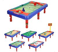 ColorBaby Mesa multijuegos 6 en 1, Tamaño 43x25x12 cm, Futbolín, Billar, Hockey, Bolos, Baloncesto y Golf, Juego de Mesa, Multijuego, Regalo para Toda la Familia, Juguetes 6 años (47829)