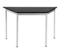 eurokraft basic Mesa multiuso, trapezoidal, H x A x P 740 x 1200 x 600 mm, tablero en decoración de fresno gris oscuro, armazón aluminio blanco