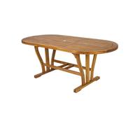 Mesa oval extensible 150/200x90 cm de madera maciza de acacia para mobiliario...