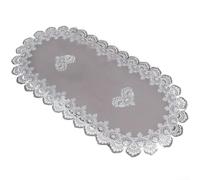 Mesa ovalada con borde de encaje bordado hecha de tela de poliéster para sala de estar, mesa de café o cómoda (c)