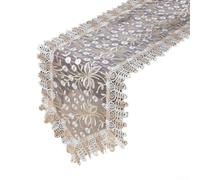 Mesa ovalada de encaje para camino con detalles de borla bordada para decoración de comedor, elegante bandera de mesa de poliéster para ocasiones especiales y uso diario, 40 x 90 cm (40 x 90 cm)